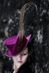 Louise Pocock Millinery felt riding hat with pheasant feather by